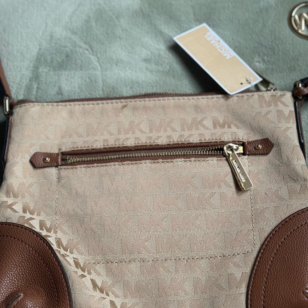 Michael Kors Beige and Brown Crossbody Bag